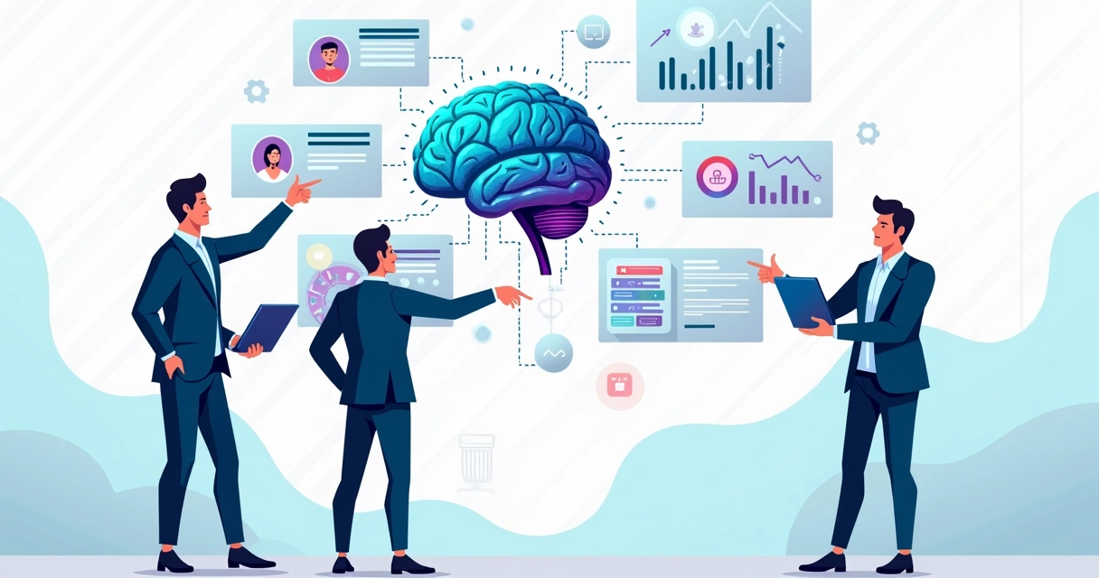 Ilustração de IA analisando dados para personalizar campanha de marketing B2B