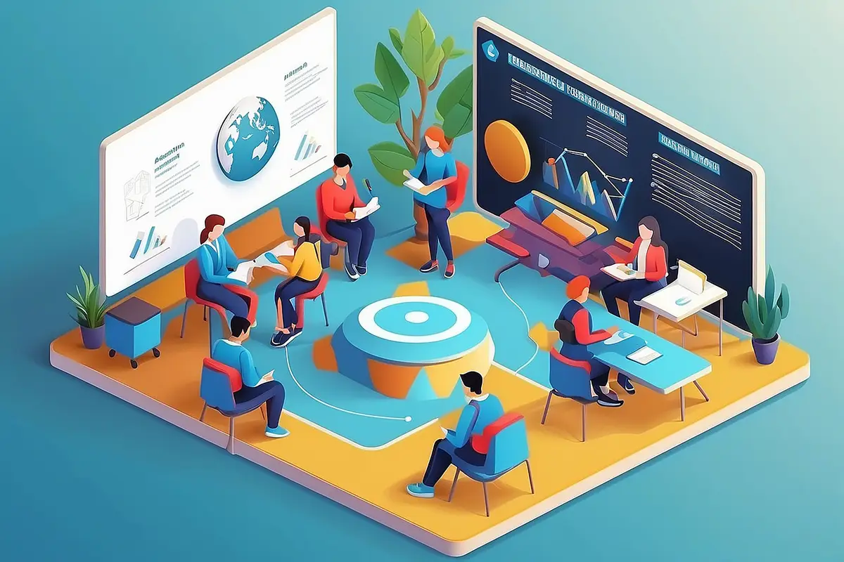Education Training and Awareness in isometric illustration