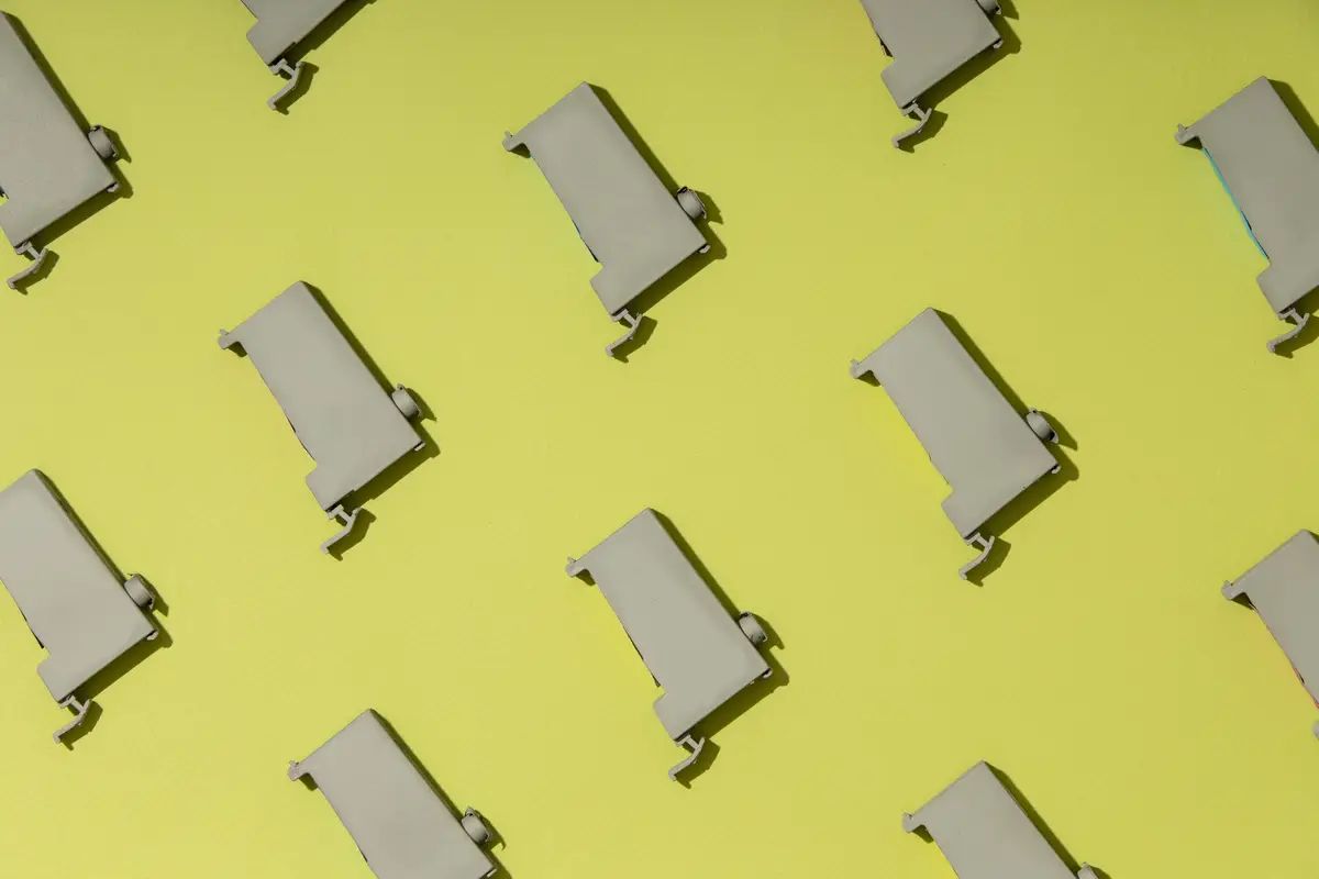 Flat lay still life printer toners assortment